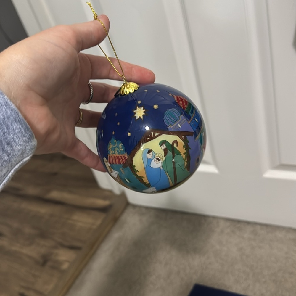 Elegant Blue Nativity Ornament - Picture 2 of 4
